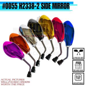 0055 / H2338 2 PCS UNIVERSAL MOTORCYCLE SIDE MIRROR HIGH QUALITY HDR