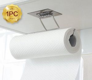 [SG SELLER] Kitchen Paper Towel Holder Tissue Roll Storage Rack Bathroom Toilet Paper Stainless Steel Hanging Hook