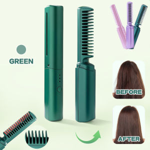 2 in1 Portable Straight hair comb Wireless Hair Straightener Comb Negative Ion Hair Fast Heating Wireless Hot Curler USB Hair Iron Anti Scald Ionic Hair Brush Hair Comb