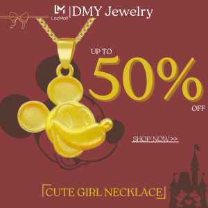 DMY Jewelry Gold 916 Original Malaysia/Rantai Leher Emas 916/3d Mickey Pendant Cute Necklace/Rantai Leher Viral/Kpop Merch/Rantai Leher Perempuan Korean Style/Gold Plated Indian Jewellery/Gold Chain/Rantai Leher Emas 916 Original/Emas Korea Cop 916