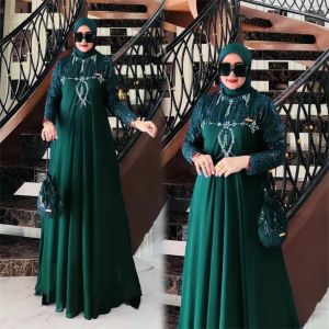 COD Yumna Dress Matt Ceruty Mix Tille Spangle Payet Baju Dress Wanita Dewasa Kondangan Terbaru 2025