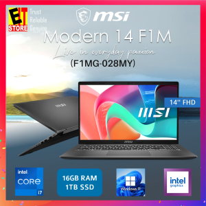 MSI MODERN 14 AI  CREATOR LAPTOP F1MG-028MY (Intel® Core™ 7 processor 150U/16GB OR 32GB RAM /1TB SSD/Intel Graphics / 14" IPS FHD/ OFF H&S /W11/WEIGHT 1.5KG /  2Y/MSI SLEEVE BAG)