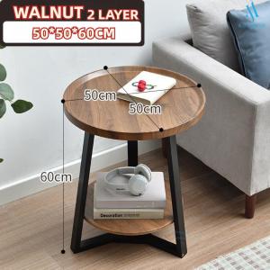 [SG Stock]Coffee table Sofa side table Wooden legs Round coffee table Living room shelves Modern design coffee table Log coffee table