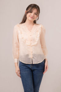 RIMINI - Atasan Wanita Kemeja Non Formal Kondangan Lengan Panjang Ruffle Bordir XS-XXXL- Annie Top 85899-CC29831-1