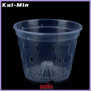Kui-Min 1Pc Flowerpot Garden Planter Drainage Pots with Holes Transparent Orchid Baskets Plastic Breathable Flower Pots Accessories