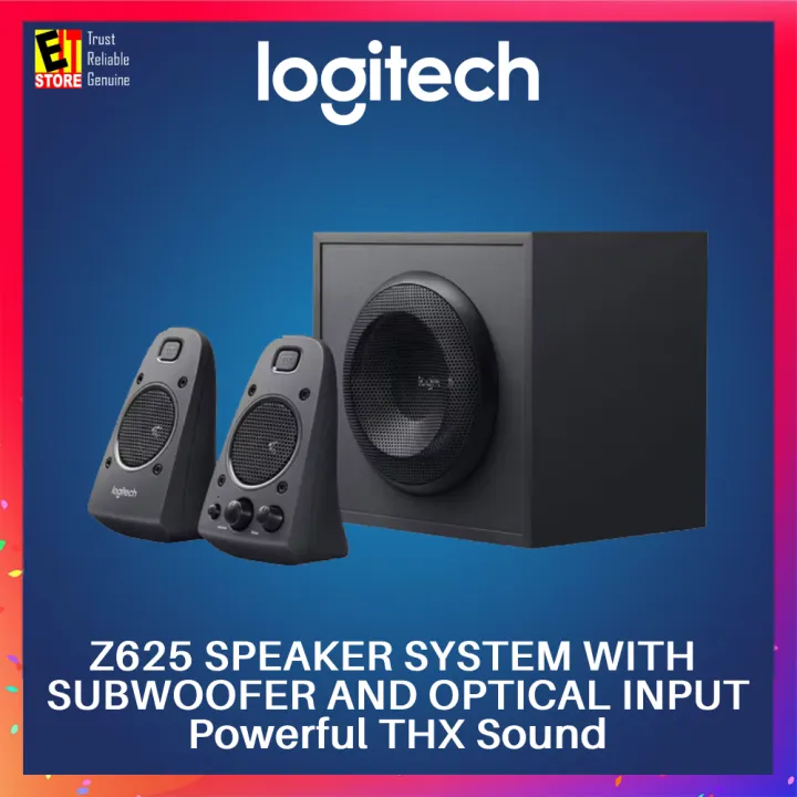 LOGITECH Z625 SPEAKER SYSTEM WITH SUBWOOFER AND OPTICAL INPUT Powerful THX Sound