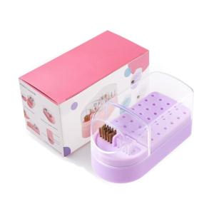 2 in 1 Nail Drill Bits Holder Nail Drill Bits Cleaning Brush Case 30 Holes Nail Art Drill Bits Stand Display Storage Box