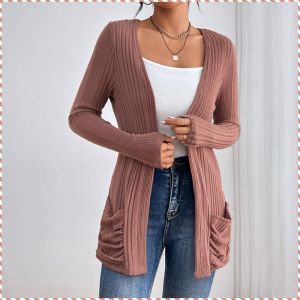 Knitted Cardigan Comfort Cardigan Soft Mid-length Shopping Keep Warm Lightweight Sophistication