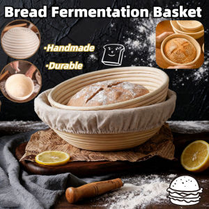 Round Oval Natural Rattan Basket Bread Fermentation Baking Mold + Cloth Liner Bread Proofing Basket