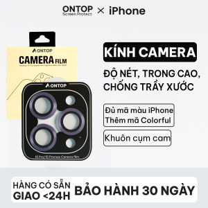 Kính Cường Lực Màu Bảo Vệ Camera iPhone Độ Cứng 6H Chống Xước Chống Bẩn Phù Hợp iP 11 12 13 14 15 16 Pro Max 16 Plus
