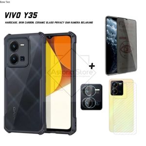 Case Vivo Y35 4in1 Hardcase Skin Carbon Anti Gores Privacy & Kamera