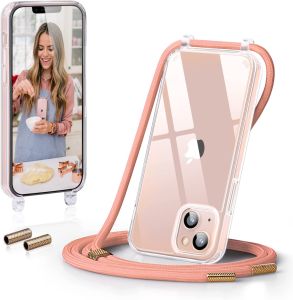 For  iPhone 18 Pro Max 17 Air iphone 16 Pro Max 15 Pro Max iphone 14 Pro Max iPhone 13 Pro Max 12 iphone 11 X/X MAX/ XR/7/8/8Plus SE 2022 12 mini Lanyard Crossbody Neck Strap Retractable String Acrylic Hard Case iphone Case