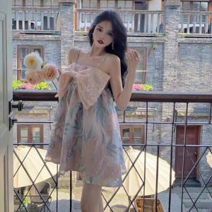 Đầm 2 Dây Gấm Kim Sa Cực Đẹp
