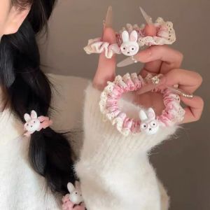 【VanHariacc】กระต่ายการ์ตูนที่น่ารัก ผ้าลูกไม้ลายเลซ ปลอกไส้เล็ก ห่วงผม ห่วงร้อยปอยหวานๆ ยางมัดผม