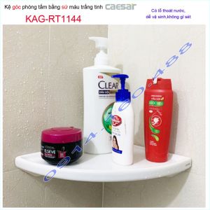 Kệ sứ phòng tắm KAG-RT1144 kệ sứ góc sứ Caesar 26cmx26cm đựng xà phòng trắng sáng dễ vệ sinh