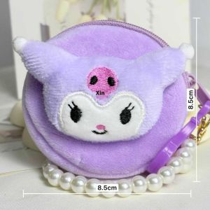 JOYNCLEON Dễ Thương Sang Trọng Kuromi Ví tròn Với dây ngọc trai Đáng Yêu Phim Hoạt Hình Mini Ví Cho Trẻ Em Và Thanh Thiếu Niên