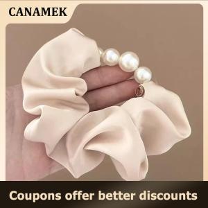 【 CANAMEK 】 Elegant Pearls Large Scrunchie Hair Band For Women Sweet Hair Ornament Elastics Ponytail Holders Hair Tie Hair Accessories