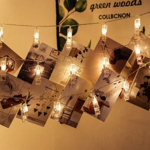 LED Decorative lights/ Strip Lighting Photo Clip 1/2/4 meters White Gold Rainbow lamp Battery/ USB style New Year Party Wedding Home Decoration Fairy light Use AA battery / USB power