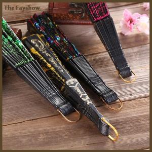 [The Fayshow] Folding Hand Fan Plastic Powder Craft Fan White Wedding Party Chinese Style Dance Cloth Folding Fan Handheld