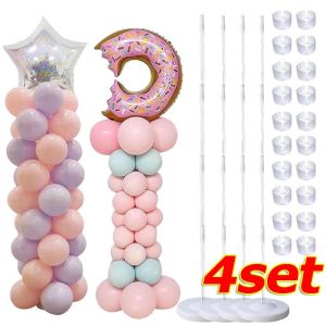 4Set 123CM Clear Table Balloon Column Stand with Base Balloon Display Stand for Wedding Birthday Christmas Party Reusable Balloons Holder Supplies