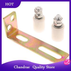 [Chandrae] 1set Guide Wheel Patio Door Track Guide Rollers Sliding Door Guide Rollers With L-Pillar Bracket Adjustable Double Nylon Rollers