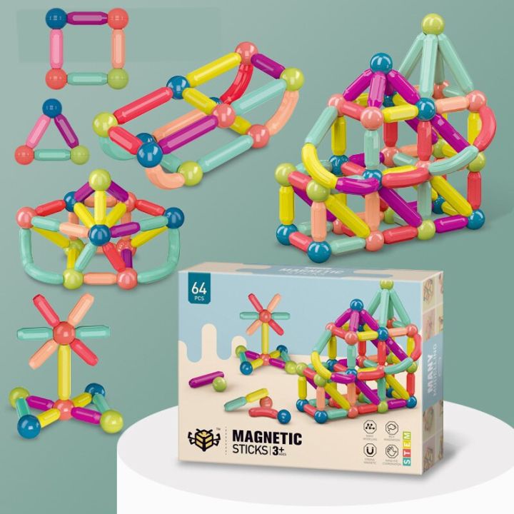 Kids Magnetic Stick Building Blocks Designer Magnet Constructor Brick ...