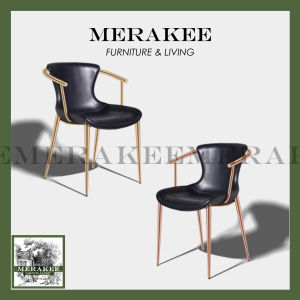 MERAKEE Dining Chair Saddle Leather Black/Gold/Rose Gold/Silver Stand  Dining Room Furniture TS3651