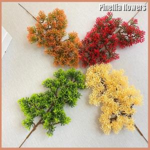 【Pinellia flowers】 Plastic Artificial Pine Cypress Plant Bonsai Desktop Garden Plastic tree Branch