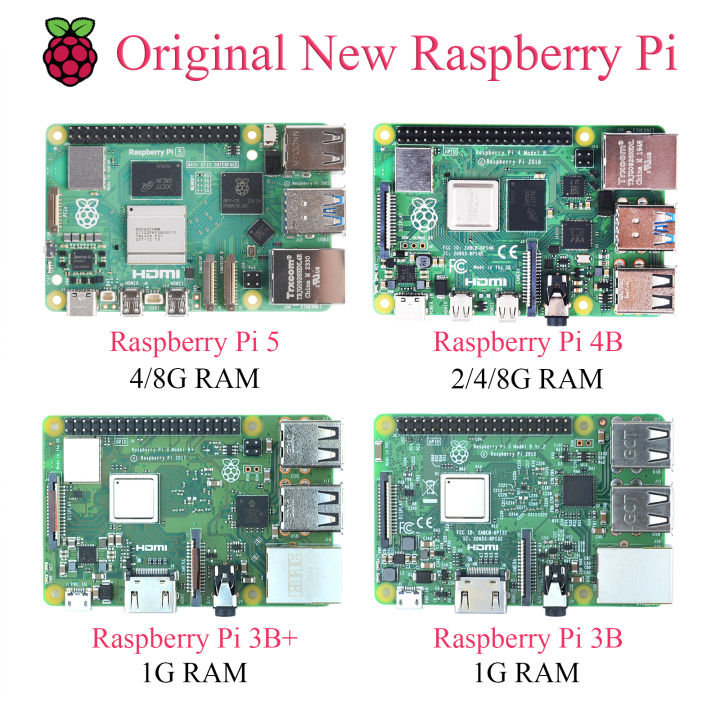 Original Raspberry Pi 5 4B 3B+ Development Board RAM 2G 4G 8G Broadcom ...