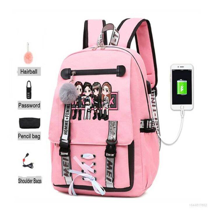 All black hotsell pink bookbag