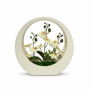 BMFUEW Ornaments Artificial Orchid Pot Plant Moon Shape Home Decor Imitation Flower Bonsai Ornament Decorative Floral Art False Blossom Decoration Wedding Decor