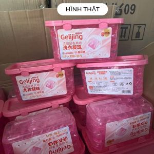 Hộp 100 viên giặt xả quần áo Geliijng 380Gr Hương hoa anh đào lưu hương lâu Sử dụng cho 1 lần giặt tiết kiệm chi phí