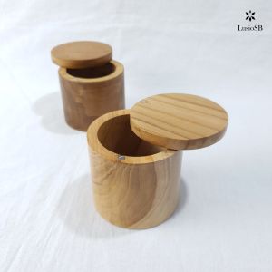 LusioSB Tempat Garam Bumbu Dapur Kayu Jati Kotak Garam Gula Merica
