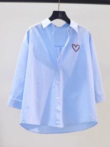 NANDO ATASAN KEMEJA WANITA FULL KANCING LENGAN PANJANG OVERSIZE KATUN POPLIN IMPORT BANGKOK