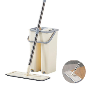Hand wash Free Flat Floor Mop Household Cleaning With Spin Bucket Set for Home Washing