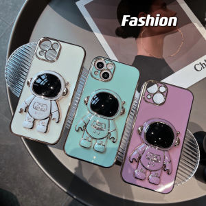 🔥 HOCE Cute Astronaut Stand Holder Plating Case For iphone 14 13 12 11 Pro Max 12mini 13mini X XR XS Max 7 8 Plus Cover Shell