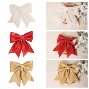 Glitter Christmas Bow Decor Korean Fashion Christmas Tree Wreath Decorative Accessories