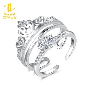 Cincin Tunangan Mawar Emas Putih Desain Mahkota Tino Tino W38 - Ring Nikah Elegan Ukuran Bisa Diatur