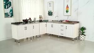[Cozy ]Kitchen Cabinet Storage Cabinet Stove Simple Stainless Small Mobile Rental One