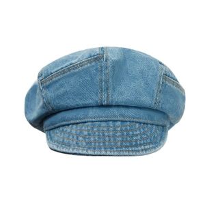 THANKSKY Cổ điển Mũ beret denim đã giặt Người bán báo Đám mây Mũ hình bát giác Thường ngày Nghệ sĩ Mũ chóp Phụ nữ