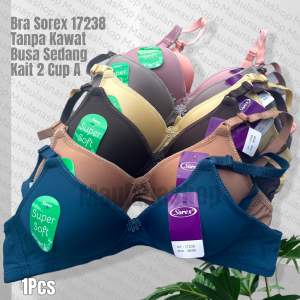 3Pcs Bra Wanita Sorex | Bra Sorex 17238 Busa Tipis Tanpa Kawat | Bh Sorex 17238 Bra Premium Basic Super Soft Size 34-40