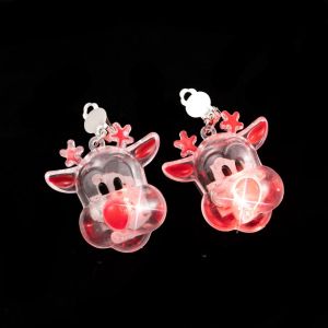 DECALE Candy Cane Merry Christmas Earrings Santa Claus Electric Luminous Christmas Pendant Trendy Snowflake Glowing Xmas Dangle Earrings Christmas