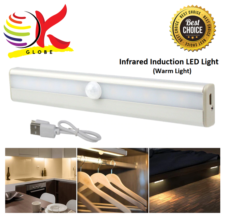 USB RECHARGEABLE HUMAN BODY INFRARED INDUCTION LED LIGHT MOTION SENSOR