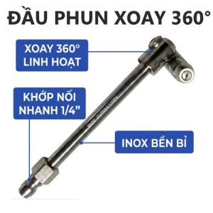 Đầu Xịt Nối Dài 16cm Rửa Máy Lạnh Xoay 360 Độ Gắn Máy Áp Lực Kết Nối Nhanh 1/4" Vòi Phun Góc Rộng 25 Độ Inox Bền Bỉ