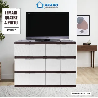 AKAKO - LEMARI PAKAIAN PLASTIK 4 PINTU SUSUN 1 2 DAN 3 /KODE : LEMARI QUATRE