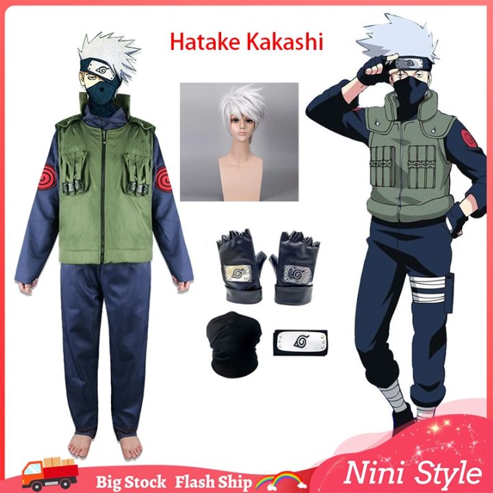 NARUTO Adult Kakashi Hatake Ninja Outfit Cosplay Costume Full Set