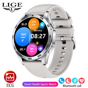LIGE Smart Watch Men Bluetooth Call and ECG Monitoring IP67 Waterproof Sports Fitness Watch for Android iOS