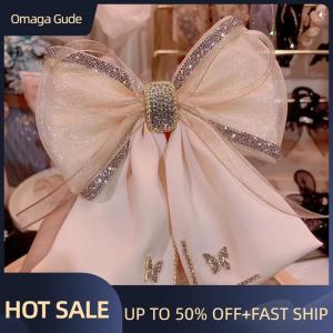 Omaga Fabric Rhinestone Hairpin Butterfly Mesh Bow Hair Clip Spring Clips For Women Korean Style Fashion Hair Accessories