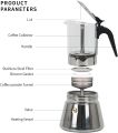 Stovetop Espresso Maker and Coffee Maker, Classic Moka Pot, Crystal Glass-top & Stainless Steel Coffee Maker Mocha Pot, Greca De Cafe, Cuban and Italian Coffee Maker for Cafetera Cubana (240ml). 