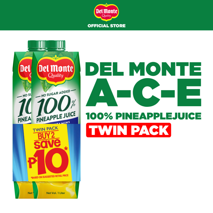 DEL MONTE 100% Pineapple Juice with vitamins ACE Tetra x